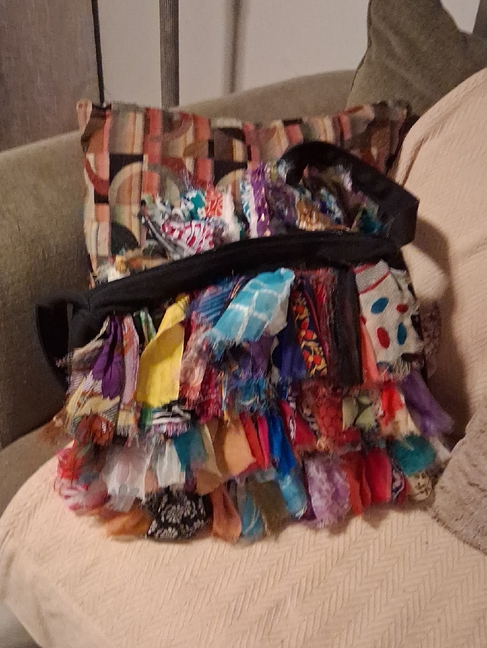 Bohemian Multi-Color Fringed Shoulder Bag INCREDIBLE ONE OF A KIND - Picture 12 of 13